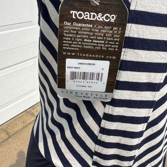 Toad & CO long dress, navy with white stripes, tank style, women's size S - Picture 7 of 8